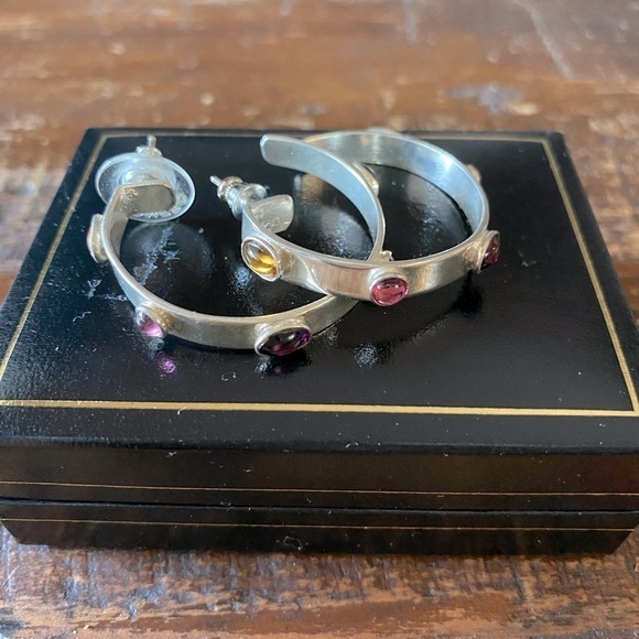 Jewelry - Sterling Silver Hoops with semiprecious stones
